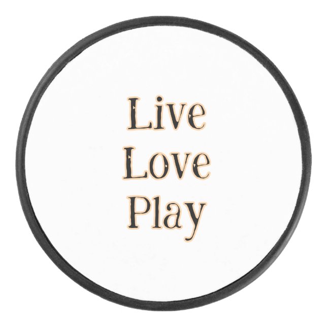 Liebe live spielen Schwarz-Orange Sportler modern  Eishockey Puck (Vorderseite)