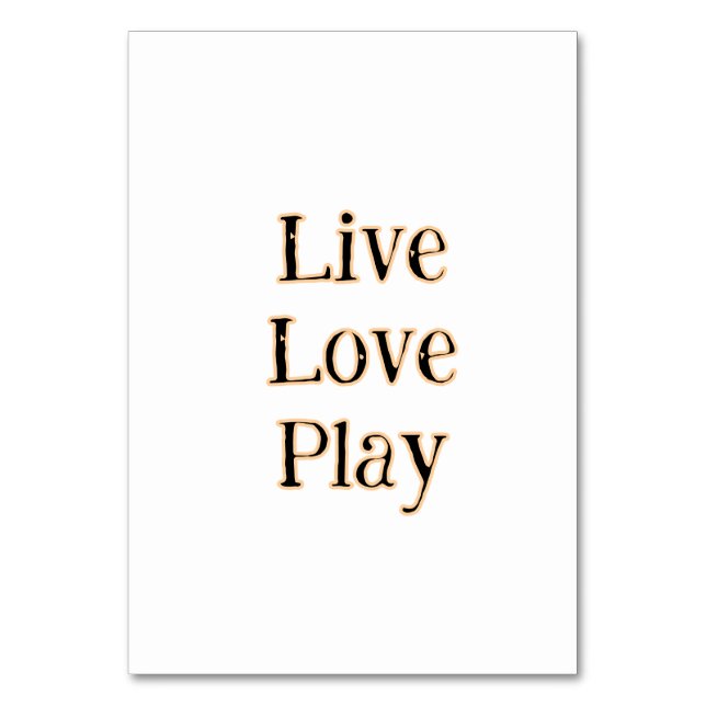 Liebe live spielen Schwarz-Orange Sportler modern  Tischnummer (Vorderseite)