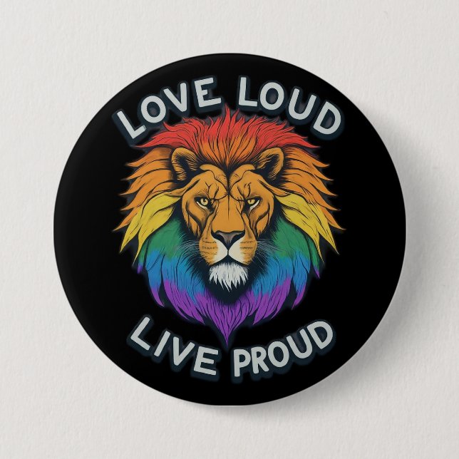 Liebe live stolze Gay Trans Pride Lion Rainbow Button (Vorderseite)