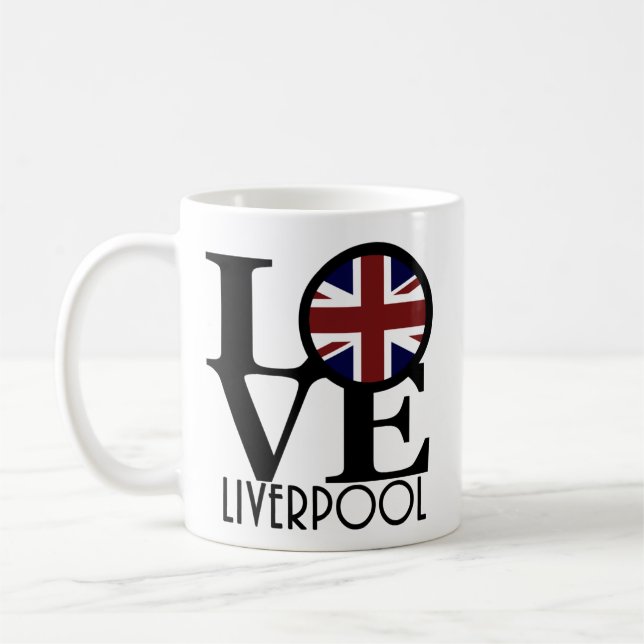 LIEBE Liverpool England (Flagge des Vereinigten Kö Kaffeetasse (Links)
