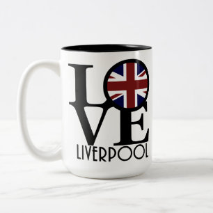 LIEBE Liverpool England (Flagge des Vereinigten Kö Zweifarbige Tasse