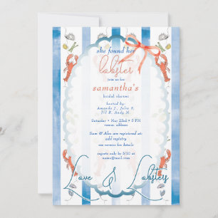 Liebe & Lobster Coquette Bow Wedding Brautparty Einladung