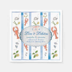 Liebe & Lobster Red Bow Wedding Probe Dinner Serviette