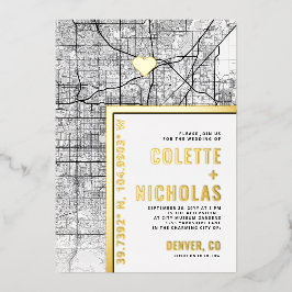 Liebe-Locator | Städtische Hochzeit Folieneinladung