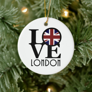 LIEBE London (britische Flagge) Keramik Ornament