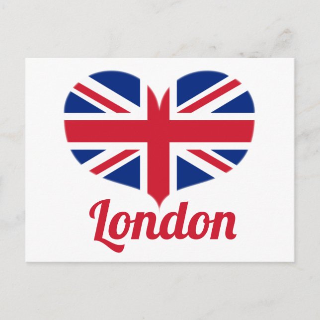 Liebe London | Heart Shaped UK Flag / Union Jack Postkarte (Vorderseite)