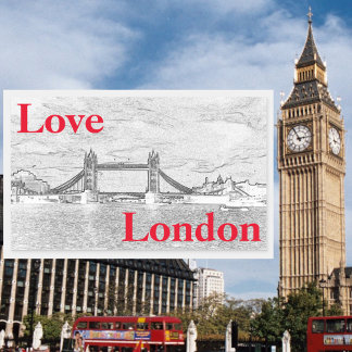 Liebe LONDON Tower Bridge modern geprägt Rechteckiger Aufkleber
