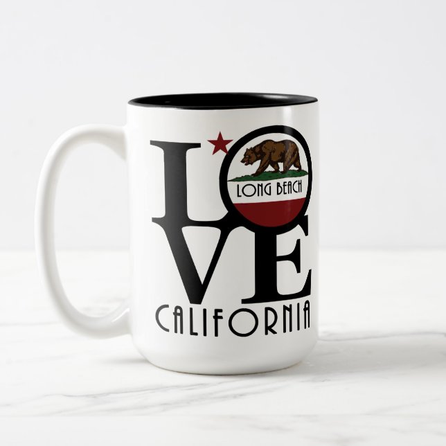 LIEBE Long Beach California 15oz Zweifarbige Tasse (Links)