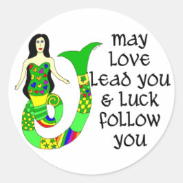 Liebe & Luck Irish Mermaid Runder Aufkleber