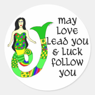 Liebe & Luck Irish Mermaid Runder Aufkleber