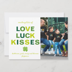 Liebe Luck Kisses Custom Foto Kleeblatt St Patrick Karte