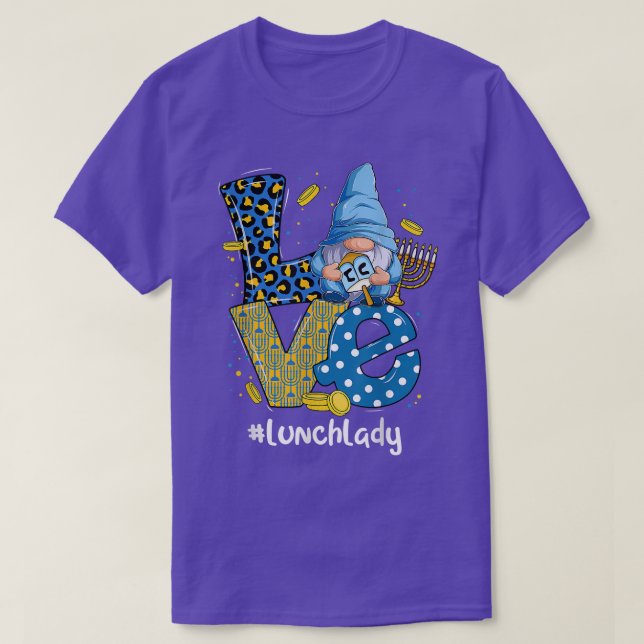 Liebe Lunch Lady Leopard Gnome Happy Chanukah Hanu T-Shirt (Design vorne)