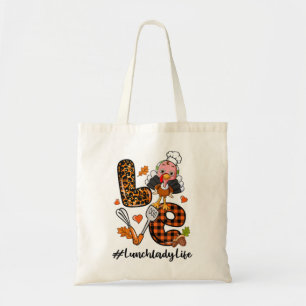 Liebe Lunch Lady Leopard Pumpkin Türkei Fall Danke Tragetasche