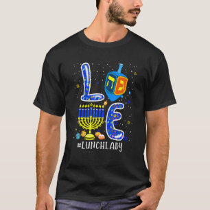 LIEBE Lunch Lady Matching Hanukka Dreidel Menorah T-Shirt