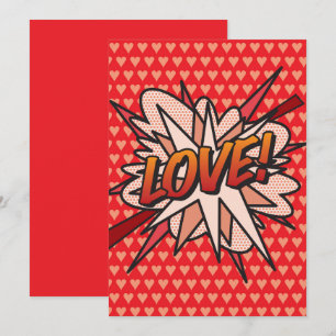 LIEBE Lustige Retro-Comic- Pop-Art Einladung