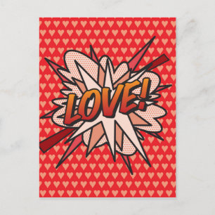 LIEBE Lustige Retro-Comic- Pop-Art Postkarte