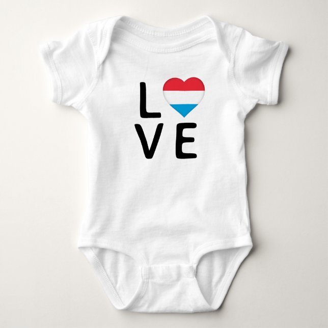 Liebe - Luxemburger Flagge Baby Strampler (Vorderseite)
