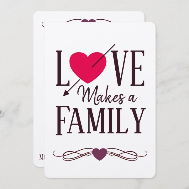 Liebe macht eine Familie - Adoptions-Mitteilungen Einladung (Vorne/Hinten)