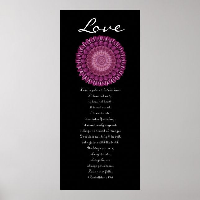 Liebe - Magenta Daisy Wreath - Erste Korinther Poster (Vorne)