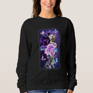 Liebe Magische Pitbuli Lila Rose Blume Schmetterli Sweatshirt