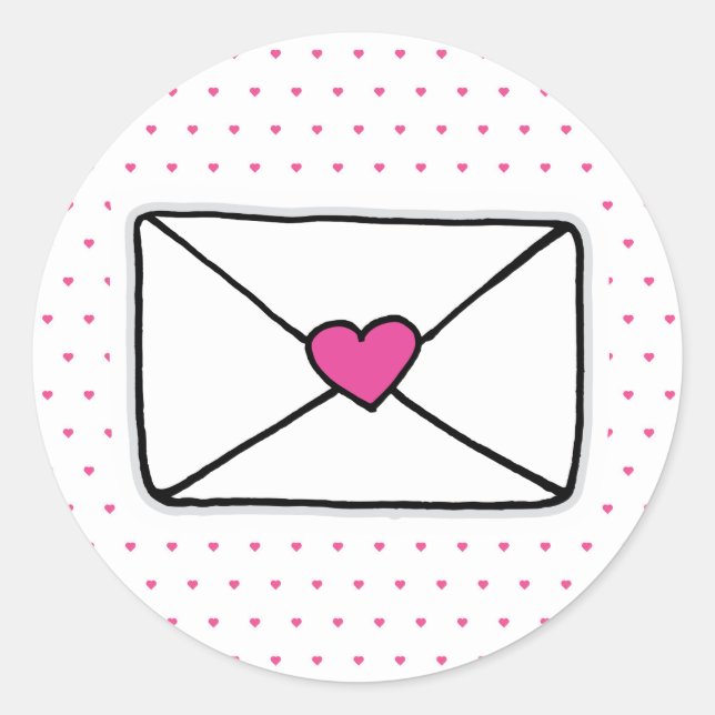 Liebe Mail Heart Envelope Snail Mail Runder Aufkleber (Vorderseite)