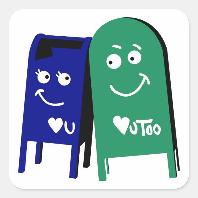 Liebe-Mailboxen : i Liebe Sie Quadratischer Aufkleber (Vorderseite)