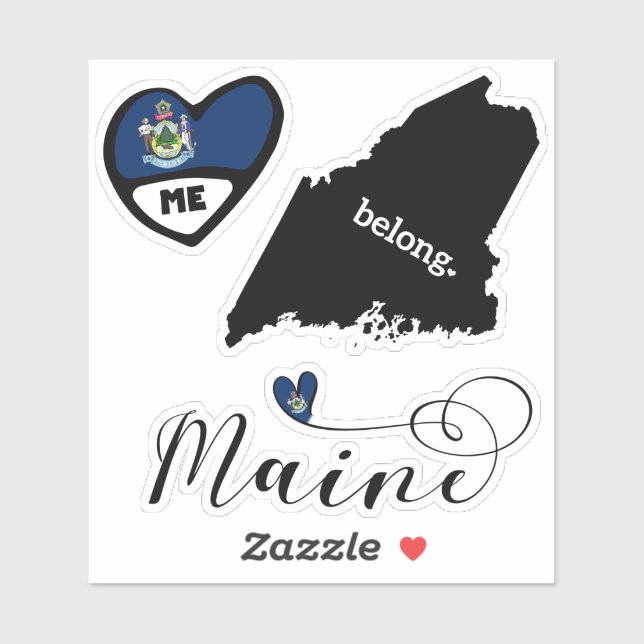Liebe Maine, 3 Designs, Stickers Die schneiden Aufkleber (Blatt)