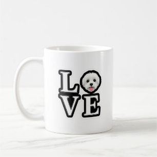 Liebe Malteser Weiß Fluffiger Hund Welpe Kaffeetas Kaffeetasse