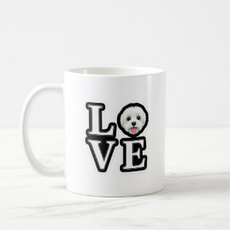 Liebe Malteser Weiß Fluffiger Hund Welpe Kaffeetas Kaffeetasse