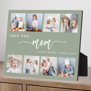 Liebe Mama 8 Foto-Collage Sagegrün Fotoplatte