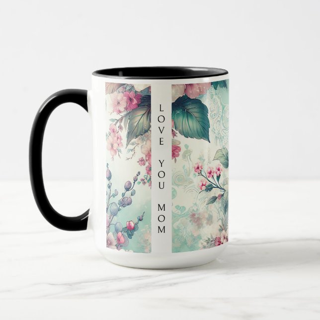 Liebe Mama | Aquarellfarbene Rose Tasse (Links)