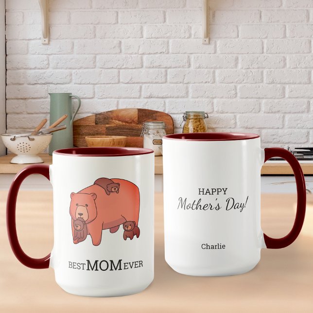 Liebe Mama Bear Bearing Baby Bear Cubs Personalisi Tasse (Von Creator hochgeladen)