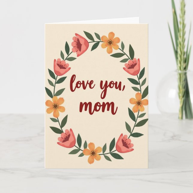 Liebe Mama Blumenrahmenkarte Karte (Vorderseite)