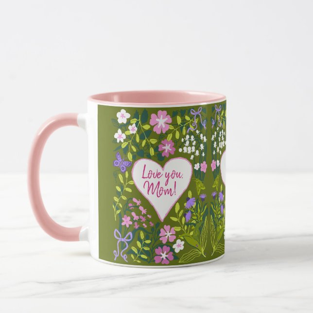 Liebe Mama botanisch süßes Herz Tasse (Links)