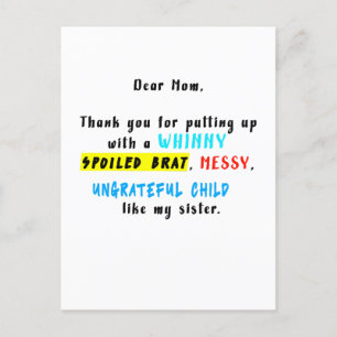 Liebe Mama, danke, dass du einen verwöhnten Bengel Postkarte