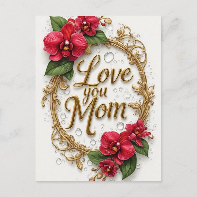 Liebe Mama Floraler Rahmen Muttertag Postkarte (Vorderseite)