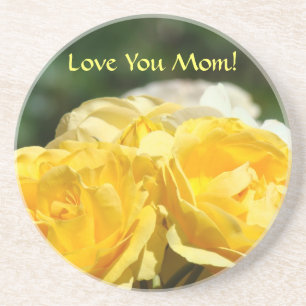 Liebe Mama! Geschenke Gelbe Rosen Blumen Untersetz Sandstein Untersetzer