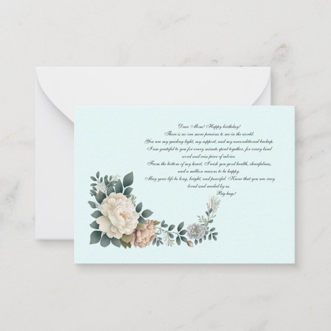 Liebe Mama Glückwunsch zum Geburtstag! Mitteilungskarte (Vorderseite)