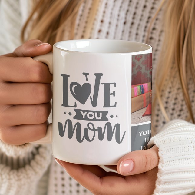 Liebe Mama Graue Muttertagsgeschenk Kaffeetasse (Von Creator hochgeladen)