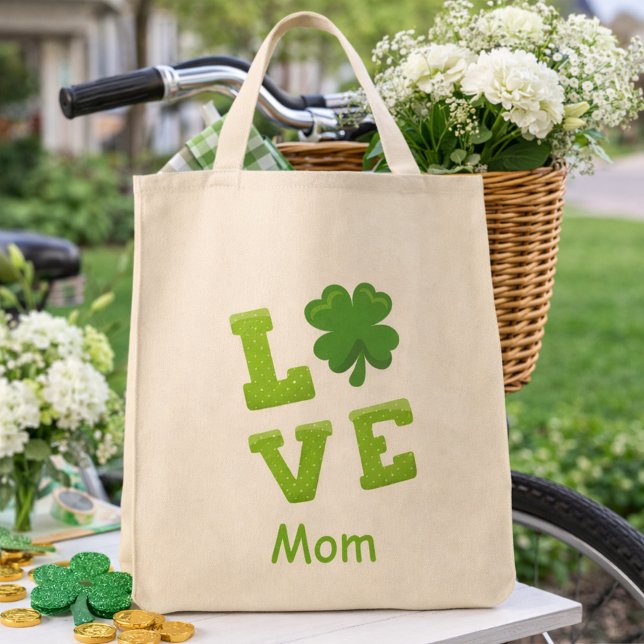 Liebe Mama Grüne Blockbriefe St Patricks Urlaub Tragetasche (Von Creator hochgeladen)