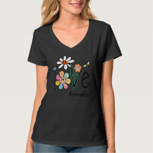 Liebe Mama Life Smile Gesicht Daisy Blume Mama Müt T-Shirt