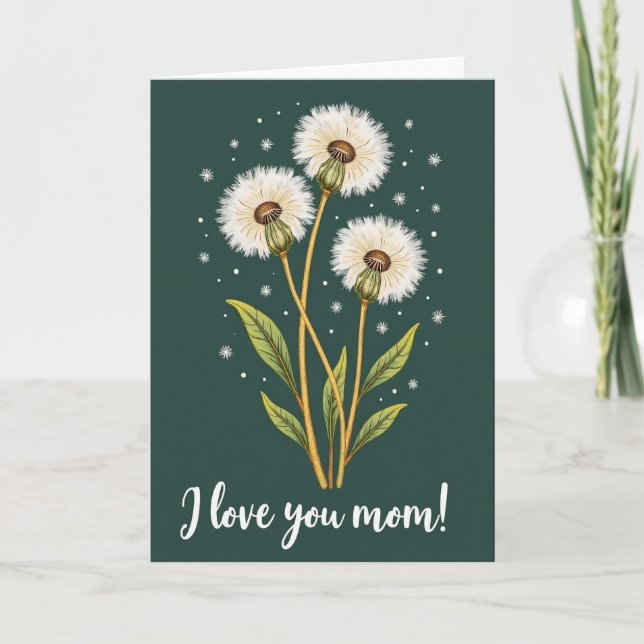 Liebe Mama Löwenzahnkarte Karte (Vorderseite)