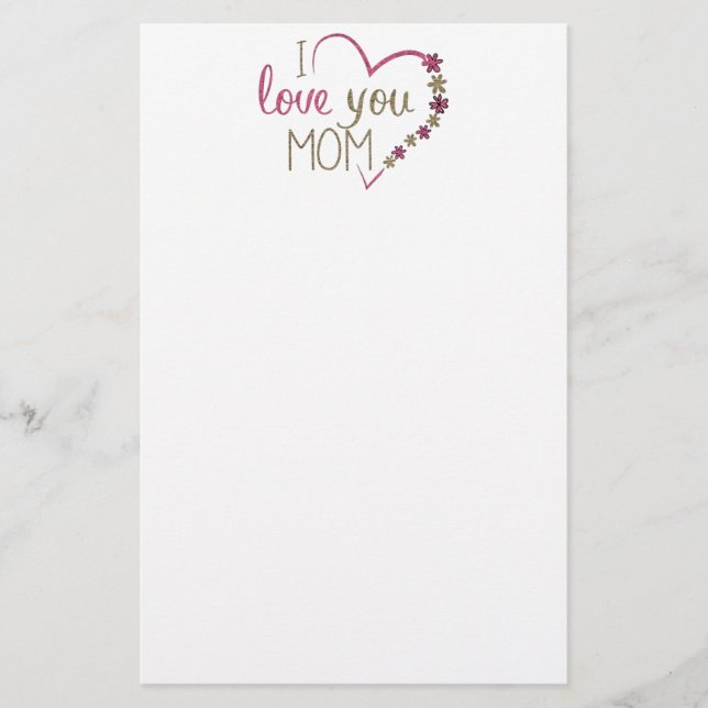 Liebe Mama Mütter Tag Herz Briefpapier (Vorderseite)