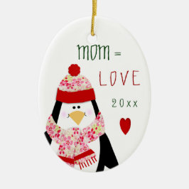 Liebe MAMA Penguin-Weihnachtsgeschenk Keramik Ornament