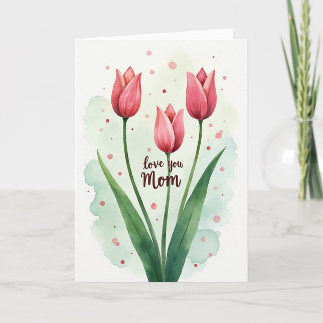 Liebe Mama Rosa Blüten Design Karte (Vorderseite)