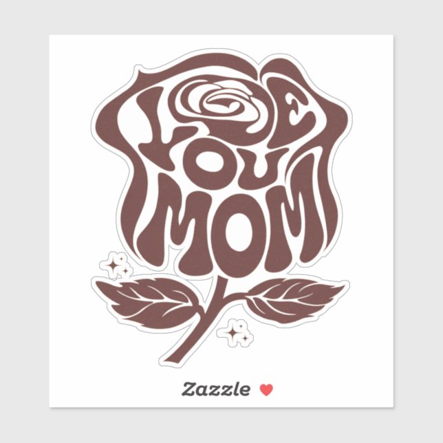 Liebe Mama Rose Typografie Aufkleber (Blatt)