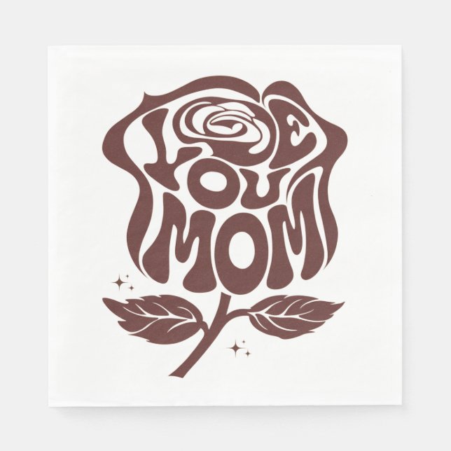 Liebe Mama Rose Typografie Serviette (Vorderseite)