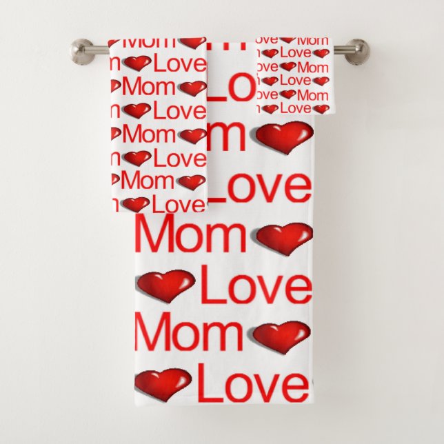Liebe Mama Rotes Herz Badezimmer Handtuch Sets (Insitu)
