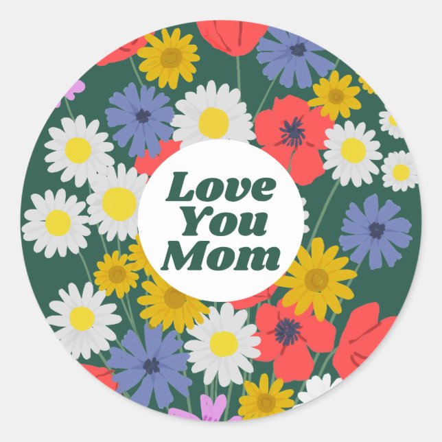 Liebe Mama Runder Aufkleber (Vorderseite)