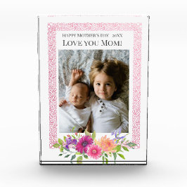 Liebe Mama! Schöne rosa Blume Foto Block